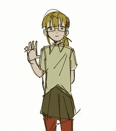 Girl In Green Shirt And Brown Skirt Eyes Closed GIF