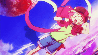 Girl In Green Shirt And Shorts Flying Through Air GIF
