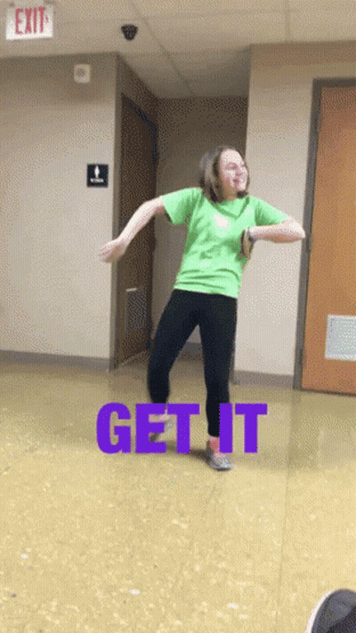 Girl In Green Shirt Dancing With Get It GIF