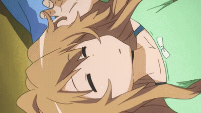 Girl In Green Shirt Sleeping With Bow GIF