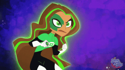 Girl In Green Superhero Costume GIF