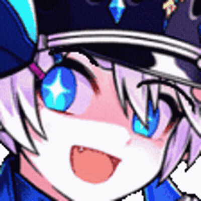 Girl In Hat With Blue Eyes And Purple Hair GIF