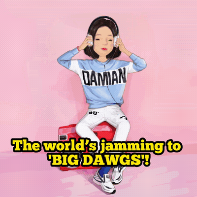 Girl In Headphones And Damian Shirt GIF