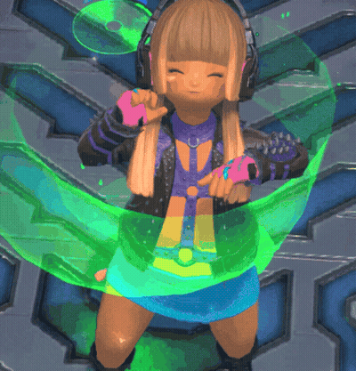 Girl In Headphones And Purple Shirt Dancing In Video Game GIF