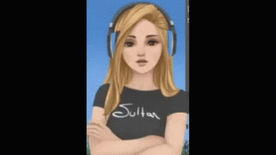 Girl In Headphones And Sultan T-Shirt GIF