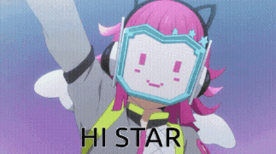 Girl In Headphones With Hi Star Mask GIF