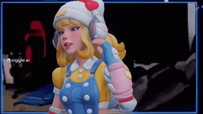 Girl In Hello Kitty Hat And Overalls Talking On Cell Phone GIF