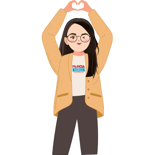 Girl In Hi Hoa Toeic Shirt Making Heart Sticker