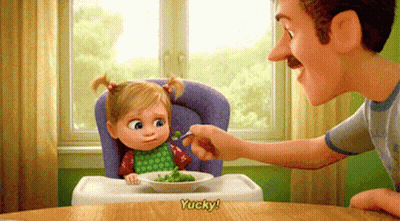 Girl In High Chair Saying Yucky GIF