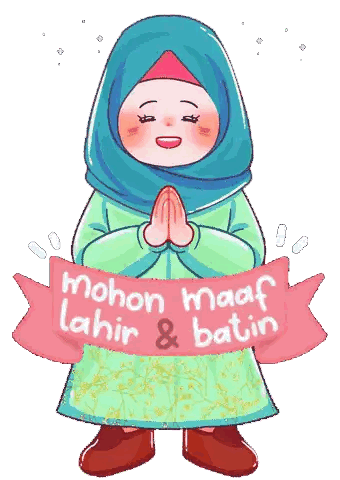 Girl In Hijab Holding Mohon Maaf Sign Sticker