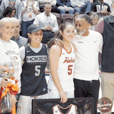 Girl In Hokies Jersey With Parents GIF