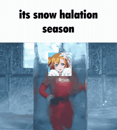 Girl in Ice Cube Saying Its Snow Halation Season