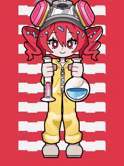Girl In Lab Coat Holding Beaker And Test Tube GIF