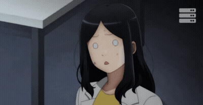 Girl In Lab Coat Holding Blue Chair Saying Get Out GIF
