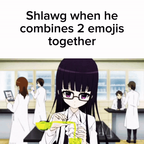Girl In Lab Coat Saying Shlawg When He Combines 2 Emojis Together GIF