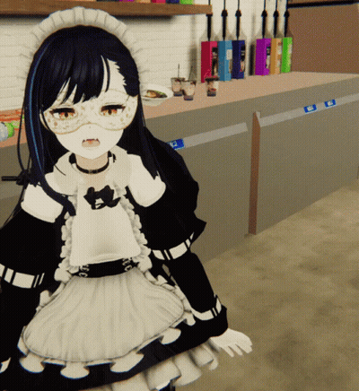 Girl In Maid Costume At Counter With A Sign GIF