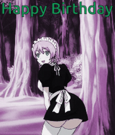 Girl In Maid Outfit Saying Happy Birthday GIF
