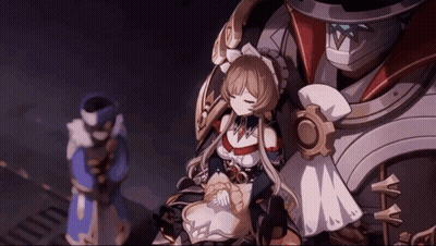 Girl In Maid Outfit Sitting Next To Man In Suit GIF