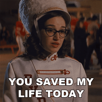 Girl In Marching Band Uniform Says You Saved My Life Today GIF
