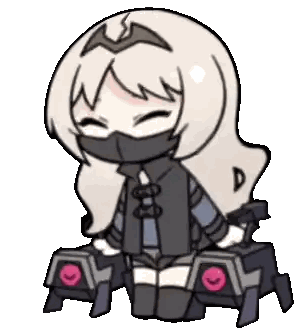 Girl In Mask Sitting On Robot Sticker