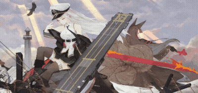 Girl In Military Uniform On Aircraft Carrier GIF