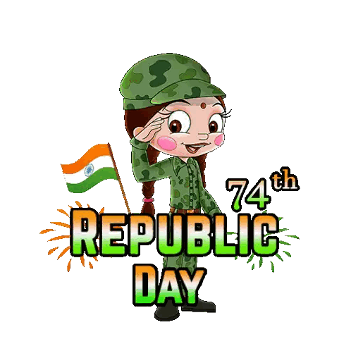 Girl In Military Uniform Saluting With Flag Sticker