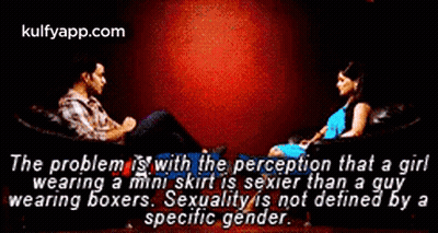 Girl In Mini-Skirt Sexier Than Guy In Boxer Shorts GIF