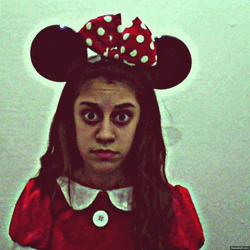 Girl In Minnie Mouse Costume Looks Stressed GIF