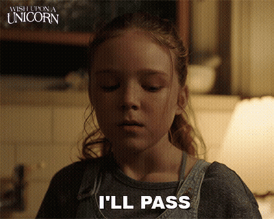 Girl In Overalls Says I'll Pass GIF