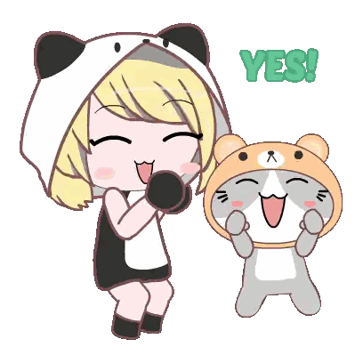 Girl In Panda Costume Hugging Cat In Bear Costume Sticker