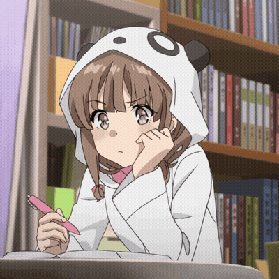 Girl In Panda Hoodie Writing In Notebook GIF