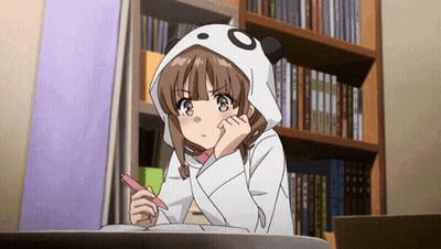 Girl In Panda Hoodie Writing In Notebook GIF