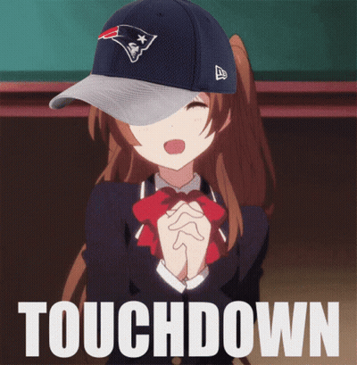 Girl In Patriots Hat Saying Touchdown GIF