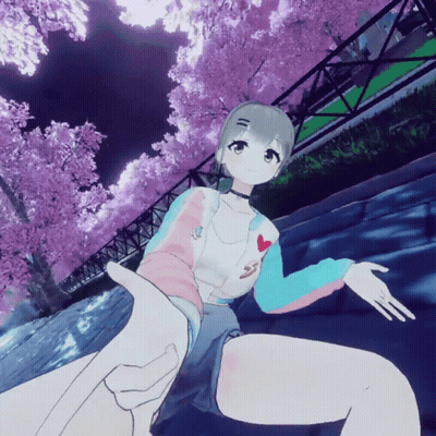 Girl In Pink And Blue Jacket With Heart GIF