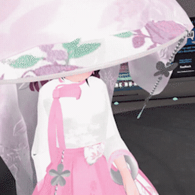 Girl In Pink And White Dress With Flower Hat GIF