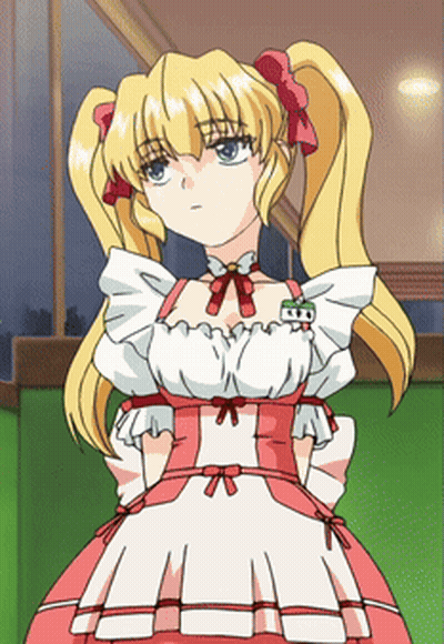 Girl In Pink And White Dress With Name Tag GIF