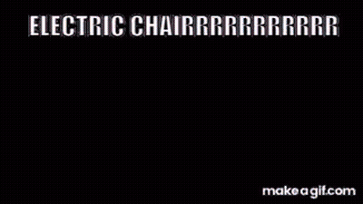 Girl In Pink Box Labeled Electric Chair GIF