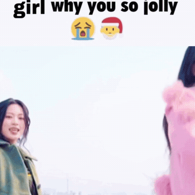 Girl In Pink Coat Crying With Santa Hat GIF