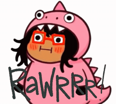Girl In Pink Dinosaur Costume Saying Rawrrr GIF