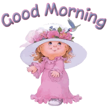 Girl In Pink Dress And Hat Saying Good Morning Sticker