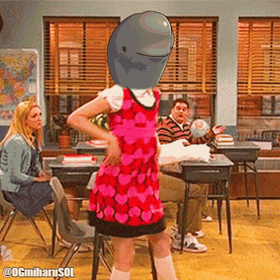Girl In Pink Dress Dancing With Whale GIF