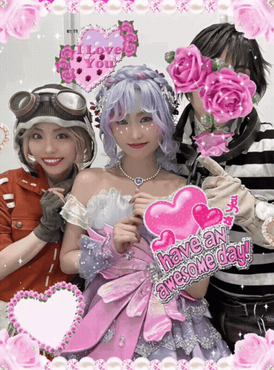 Girl In Pink Dress Holding Have An Awesome Day Sign GIF