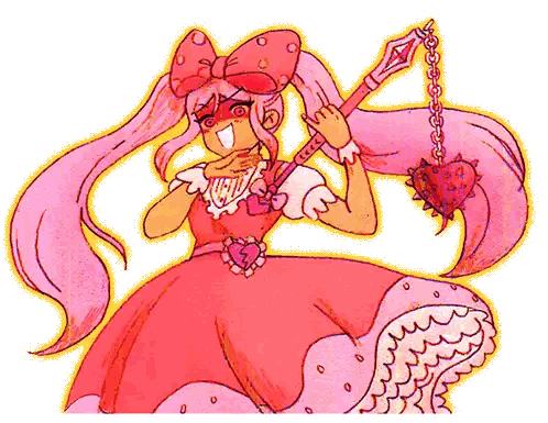 Girl In Pink Dress Holding Heart Object Sticker