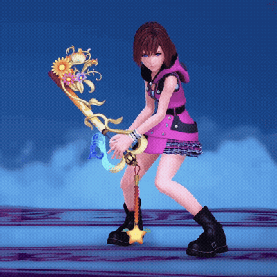 Girl In Pink Dress Holding Key With Flowers GIF