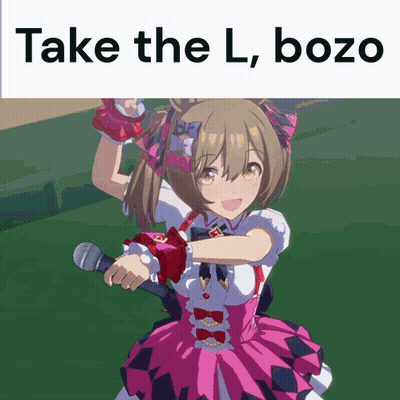 Girl In Pink Dress Holding Microphone Saying Take The L Bozo GIF