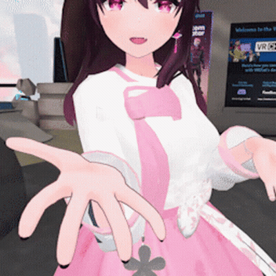 Girl In Pink Dress Reaching Out GIF