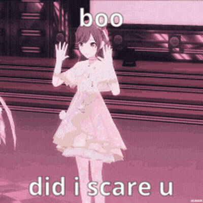 Girl In Pink Dress Saying Boo Did I Scare U GIF