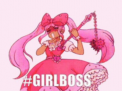 Girl In Pink Dress Saying #Girlboss GIF