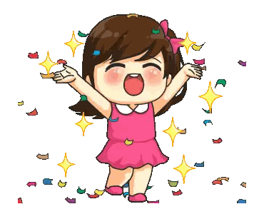 Girl In Pink Dress Surrounded By Confetti Sticker