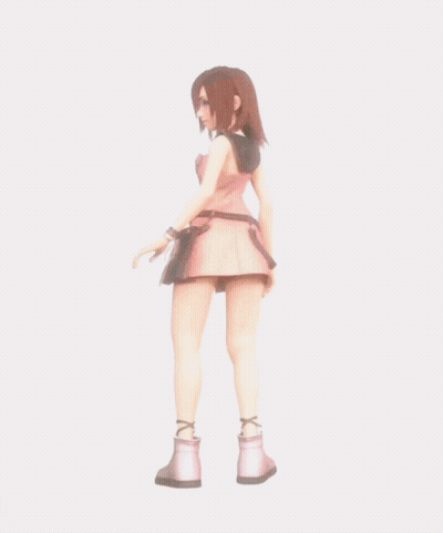 Girl In Pink Dress Walking On Beach GIF